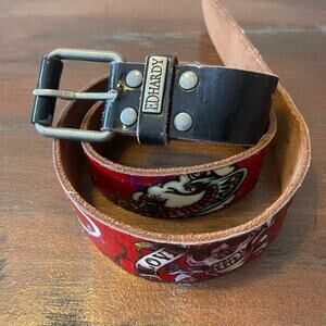 Vintage Ed Hardy Women's Leather Belt Size Large